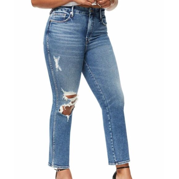 Good American Good Curve Distressed Jeans Size 2/26 - Picture 1 of 7